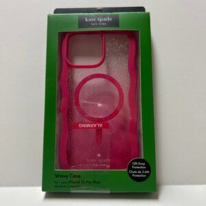 Kate Spade New York iPhone 16 Pro Max Case Pink Glitter MagSafe Wavy 12ft Drop